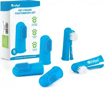 Walmart BOSHEL Finger Toothbrush for Dogs (8-Pc) Dog Toothbrush Kit with 6 Soft Silicon & 2 Nylon Bristles offer