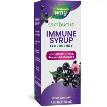 Walmart Nature's Way Sambucus Elderberry Immune Syrup, Zinc & Vitamin C, Dietary Supplement, Unisex, 4 fl oz offer