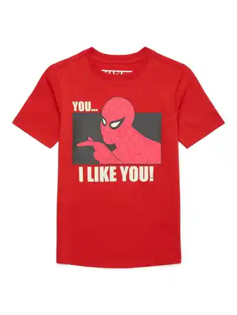 Walmart Spider-Man Boys’ Valentine’s Day Short Sleeve Graphic T-Shirt, Sizes 4-18 offer