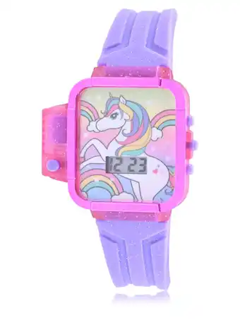 Walmart Wonder Nation Unicorn Childrens LCD Watch with Flashlight in Purple (WN4272WM) offer
