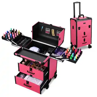 Walmart Byootique Rolling Makeup Train Case Cosmetic Storage Organizer Trolley 2 Drawers offer