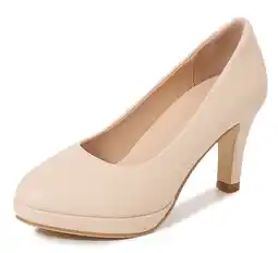 Walmart kkdom Women High Heels Pumps Round Toe Classic Platform Pump Beige Size 5 offer