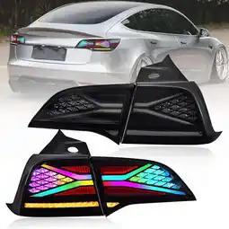 Walmart BSBSDJB LED Tail Lights RGB Color Fit for Model 3 Model Y 2017-2021 Rear Lamp Assembly offer