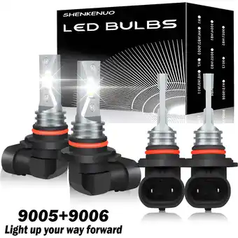Walmart 9005 9006 High Low Beam Kit LED Headlights Combo 6000K Bright White,90W 9000lm/set,4Pcs SHENKENUO offer