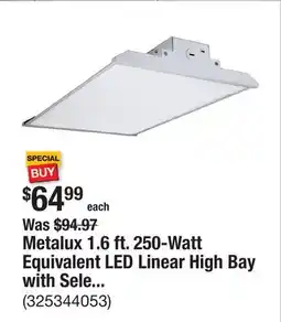 The Home Depot Metalux 1.6 ft. 250-Watt Equivalent LED Linear High Bay with Selectable CCT and Lumen offer