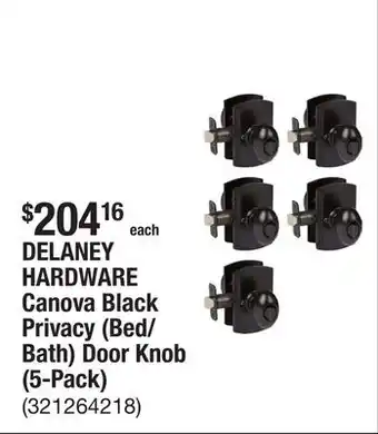The Home Depot DELANEY HARDWARE Canova Black Privacy (Bed/Bath) Door Knob (5-Pack) offer