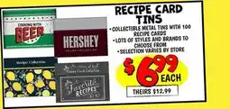 Ollie's RECIPE CARD TINS offer