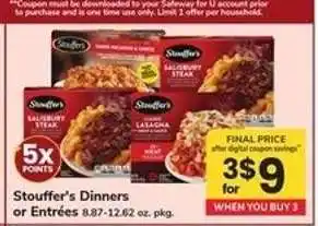 Safeway Stouffer's Dinners or Entrées offer