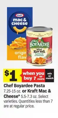 Meijer Chef Boyardee Pasta 7.25-15 oz. or Kraft Mac & Cheese* 5.5-7.3 oz offer