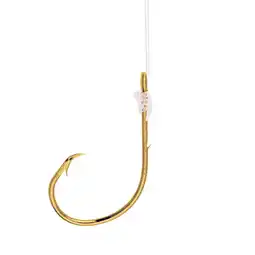 Walmart Lazer Sharp Snelled Non-Offset Baitholder Circle Hook - Gold - 18 In. Mono Leader - Size 4/0 offer