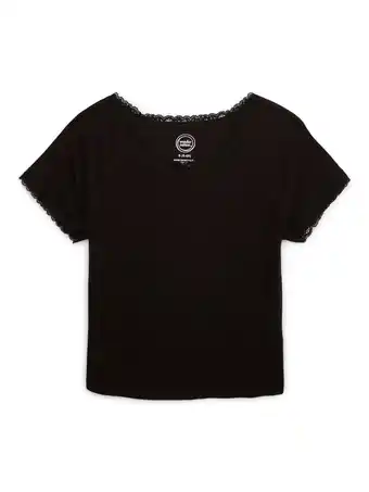 Walmart Wonder Nation Girls Lace Trim Tee with Short Sleeves, Sizes 4-18 offer