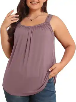 Walmart Daystry Plus Size Tank Tops for Women Loose Fit Lace Sleeveless Women's Summer Tanks F Wine Red 3X offer