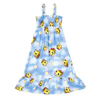 Walmart Minecraft Bee Square Neck Smocked Maxi Dress Tie Dye Toddler to Big Kid offer