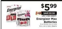 ShopRite Energizer Max Batteries offer
