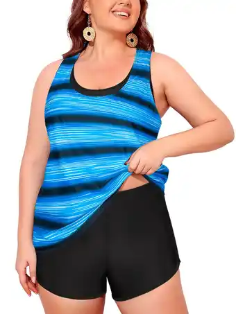 Walmart Rivelino 3 Piece Tankini Swimsuits for Women Plus Size Athletic Bathing Suit Tummy Control Swimwears offer