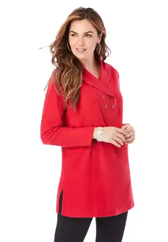 Walmart Roaman's Women's Plus Size Double Button Sherpa Fleece Tunic offer