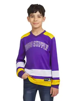 Walmart Dogg Supply by Snoop Dogg Boys' Long Sleeve V-Neck Mesh Hockey Jersey, Sizes 4-18 offer