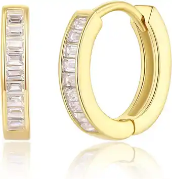 Walmart Dainty 14K Gold Huggie Earrings for Women with CZ Sparkle - Elegant and Stylish Jewelry offer
