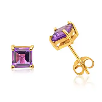 Walmart Paris Jewelry 14k Yellow Gold 1 Ct Princess Cut Amethyst Stud Earrings Jewelry Gift for Women offer