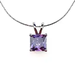 Walmart Paris Jewelry 18k White Gold 4 Carat Amethyst Princess Cut Necklace 18 inch Women's offer