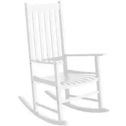 Walmart Devoko Patio Acacia Wood Ergonomic Single Rocking Chair for All-Weather Use, White offer