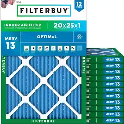 Walmart Filterbuy 20x25x1 MERV 13 Pleated HVAC AC Furnace Air Filters (12-Pack) offer