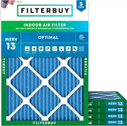 Walmart Filterbuy MERV 13 Pleated HVAC AC Furnace Air Filters, 5-Pack, 18x20x1 offer