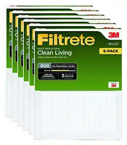 Walmart Filtrete Clean Living Dust Reduction AC Furnace Air Filter, MPR 600, 16 x 20 x 1-Inches, 6-Pack offer