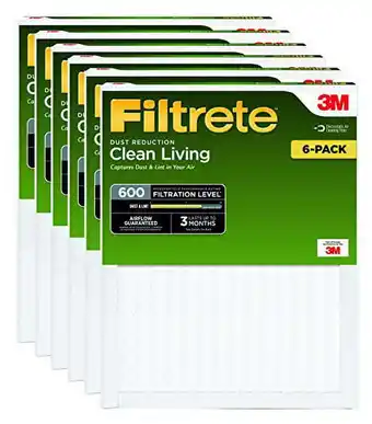 Walmart Filtrete Clean Living Dust Reduction AC Furnace Air Filter, MPR 600, 16 x 20 x 1-Inches, 6-Pack offer