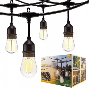 Walmart EcoScapes Outdoor LED Cafe Lights (24 Bulbs 48 Feet) offer