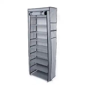 Walmart Zimtown 10 Tiers 27 Pairs Shoe Tower Cabinet Dustproof Rack Closet Gray offer