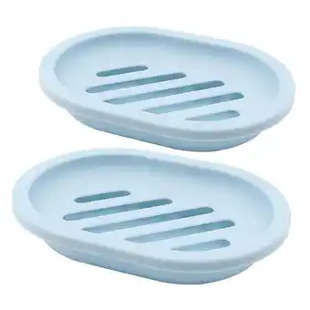 Walmart 2-Pack Soap Dish with Drain, Soap Holder, Soap Saver, Easy Cleaning, Dry, Stop Mushy Soap (Blue) offer
