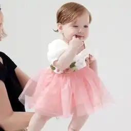 Walmart PatPat Princess Dresses for Baby Girls Floral Mesh Puff-sleeve Pink Tutu Dress, 12-18 Months offer