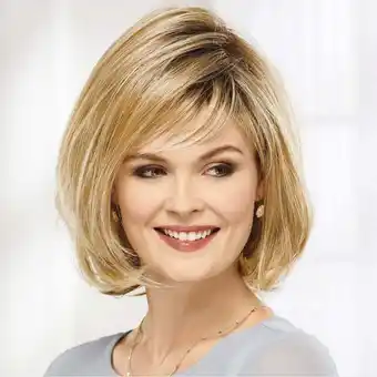Walmart JGF844 Girl Natural Gold Party Wig Short Full Straight Hair Fashion Synthetic Wig offer