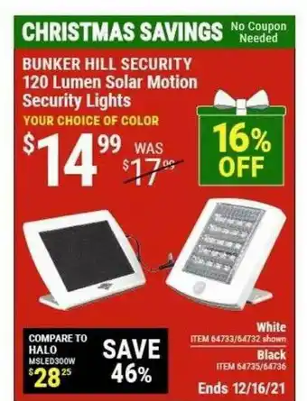 Bunker Hill Security 120 Lumen Solar Motion Security Lights