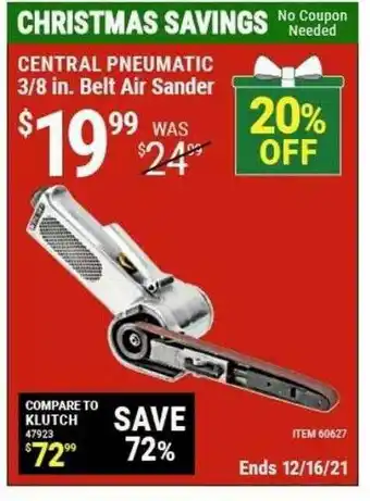 Harbor Freight Tools Central Pneumatic 3 8 In. Belt Air Sander offer
