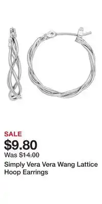 Kohl's Simply Vera Vera Wang Lattice Hoop Earrings offer
