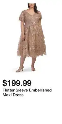 TJ Maxx Flutter Sleeve Embellished Maxi Dress offer