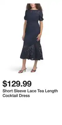 TJ Maxx Short Sleeve Lace Tea Length Cocktail Dress offer