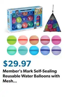 Sam's Club Member's Mark Self-Sealing Reusable Water Balloons with Mesh Storage Bag, 20 pc offer