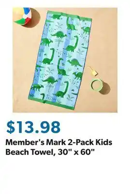 Sam's Club Member's Mark 2-Pack Kids Beach Towel, 30 x 60 offer
