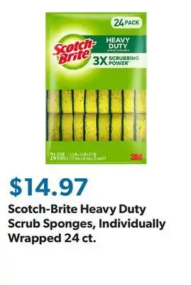 Sam's Club Scotch-Brite Heavy Duty Scrub Sponges, Individually Wrapped 24 ct offer