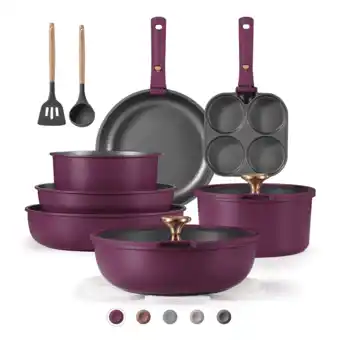 Walmart Carote 20 Pcs Nonstick Cookware Sets, Pots and Pans Set with Detachable Handle, Ultra Violet offer