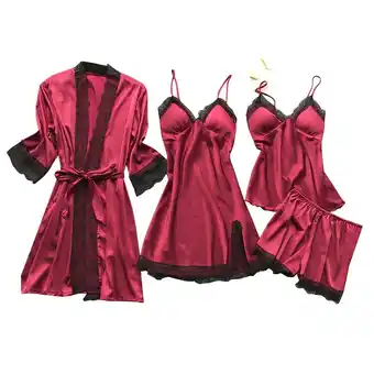 Walmart Lingerie For Women Silk Lace Robe Dress Sleepwear Nightdress Pajamas Lingerie Set offer