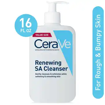 Walmart CeraVe Renewing SA Cleanser, Salicylic Acid Foaming Gel Face Wash For Smooth Skin, 16 fl oz offer