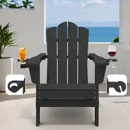 Walmart JUSTLET Outdoor Patio Folding HDPE Resin Adirondack Chair with Double Cup Holder, Black offer
