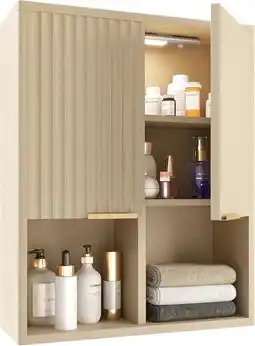 Walmart Natural Wall Cabinet with Motion Sensor LED and Adjustable Shelf for Bathroom ,Kitchen,Study offer
