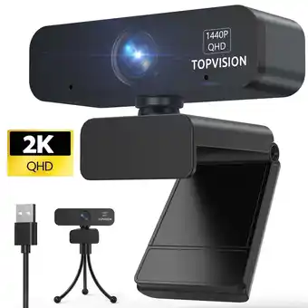 Walmart Topvision 2K Webcams with Tripod (Stand), Black, New offer