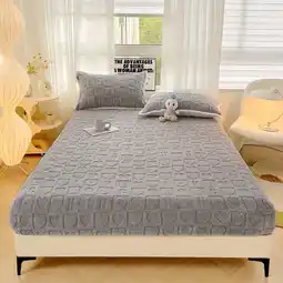Walmart BLEUM CADE Taffeta Plush Fitted Queen Bed Sheet,Machine Washable Deep Pocket Bottom Sheet Only,Gray offer
