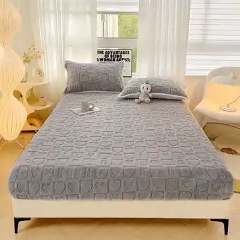 Walmart BLEUM CADE Taffeta Plush Fitted Queen Bed Sheet,Machine Washable Deep Pocket Bottom Sheet Only,Gray offer